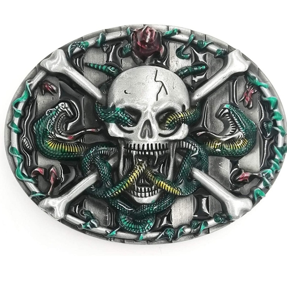 Skull and crossbones snakes Buffalo approximately 3.5" - Picture 1 of 4